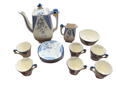 Lot 5179 - Blue and cream teaset by Burleigh England
