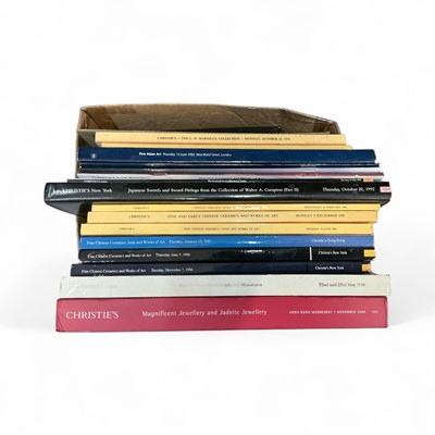 Lot 445 - Box of 17 catalogues including Christie's 'Magnificent Jewellery and jadeite jewellery Nov 2000', Japanese sword fittings from the collection of Walter A. Compton, Christies New York, all of Asia...