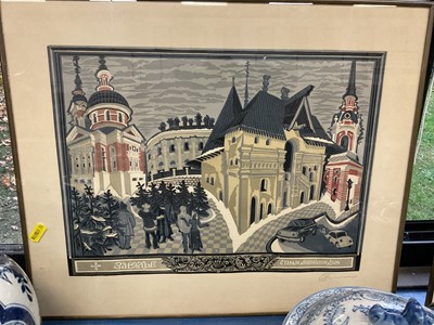 Lot 1158 - Nikolai Nikolaevich Blagovolin two linocut prints