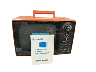 Lot 481 - Vintage orange Hitachi television