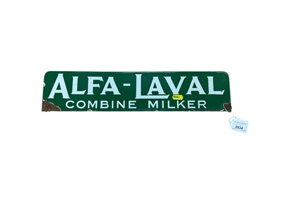 Lot 2934 - Alfa - Laval Combine rectangular enamel advertising sign