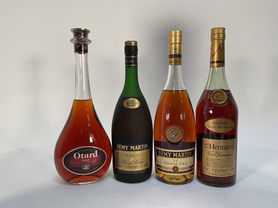 Lot 65 - Four bottles of Cognac, Remy Martin V.S.O.P, Remy Martin V.S Grand Cru, Hennessy V.S.O.P and Otard V.S.O.P, three boxed