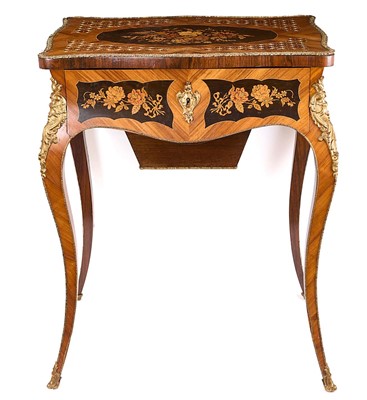 Lot 1249 - 19th century French floral marquetry inlaid needlework table