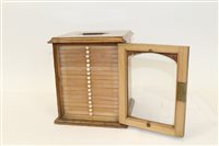 Lot 3585 - Wooden microscope slide cabinet with central...