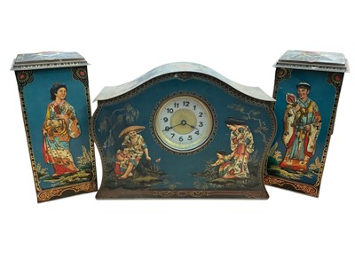 Lot 222 - Rare Victory V gums and lozenges advertising clock garniture, a decoupage box and various other boxes.