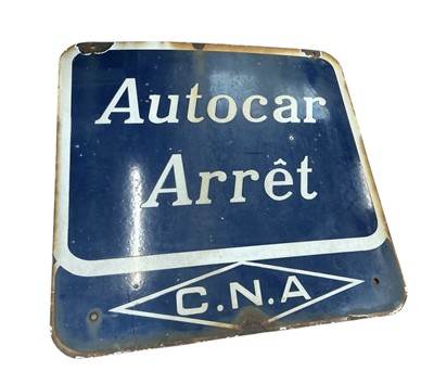 Lot 88 - Vintage enamel sign- Autocar Arret C.N.A.