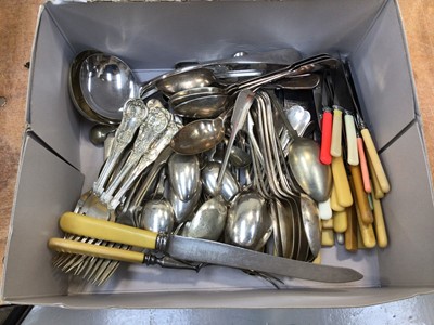 Lot 5047 - Group of 19th century and later silver plated to include a salver, boxed and loose cutlery etc