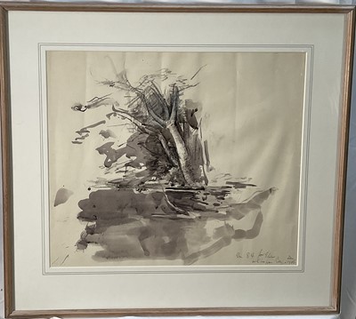 Lot 94 - Rodrigo Moynihan (1910-1990) pen and ink and wash, tree and landscape, dated 1986