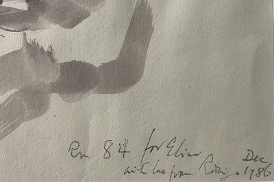 Lot 94 - Rodrigo Moynihan (1910-1990) pen and ink and wash, tree and landscape, dated 1986