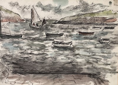 Lot 105 - Elinor Bellingham Smith (1906-1988) watercolour and charcoal, harbour scene