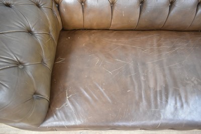 Lot 1228 - Large Victorian chesterfield with buttoned brown leather upholstery