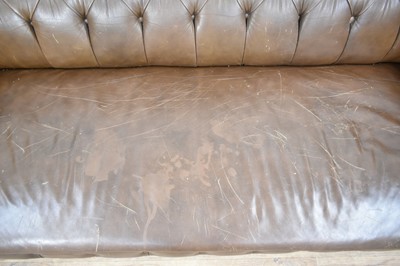 Lot 1228 - Large Victorian chesterfield with buttoned brown leather upholstery