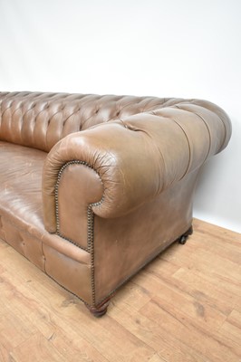 Lot 1228 - Large Victorian chesterfield with buttoned brown leather upholstery