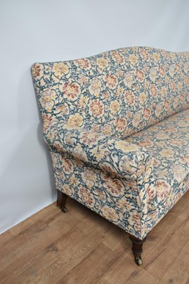 Lot 1227 - Edwardian sofa, arched back above scroll arms