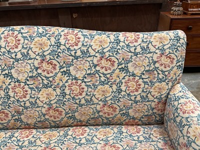Lot 1227 - Edwardian sofa, arched back above scroll arms