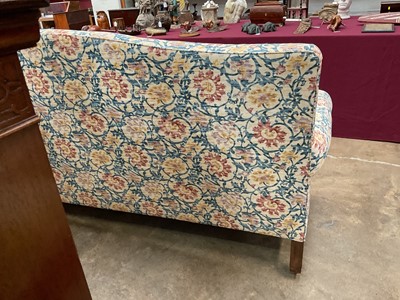 Lot 1227 - Edwardian sofa, arched back above scroll arms