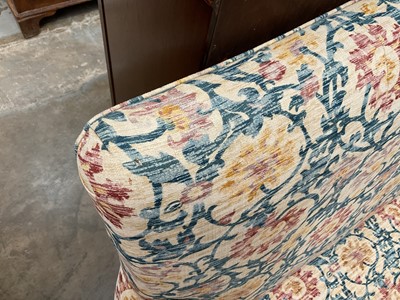 Lot 1227 - Edwardian sofa, arched back above scroll arms