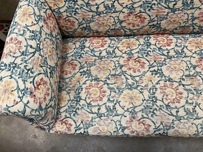Lot 1227 - Edwardian sofa, arched back above scroll arms