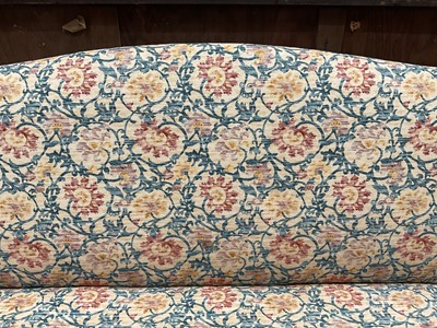 Lot 1227 - Edwardian sofa, arched back above scroll arms