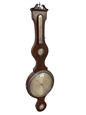 Lot 822 - George III mahogany banjo barometer