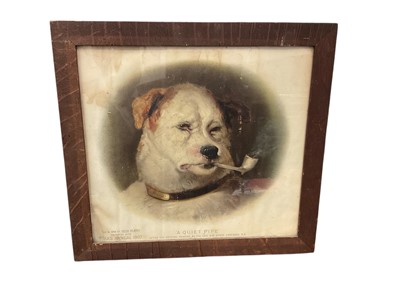 Lot 1156 - Edwardian Pear's Soap advertisement in glazed oak frame 'A Quiet Pipe' 1907, together with a collection of paintings, watercolours, prints and sundry pictures