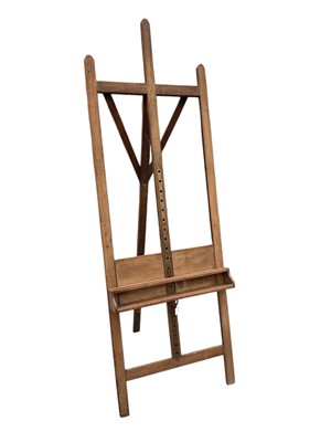 Lot 1277 - 19th century mahogany easel with brass adjustable ratchet mechanism