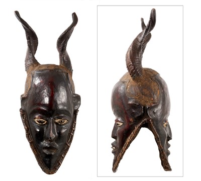 Lot 837 - Antique Ekoi tribal double-headed crest mask, Cameroon / Nigeria