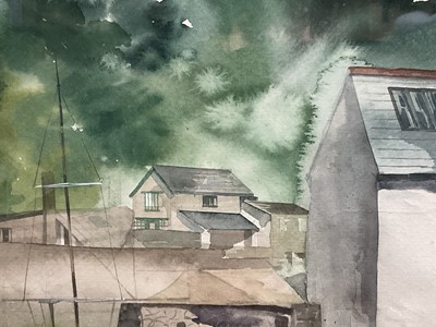 Lot 79 - T. Daly, watercolour, Boats and Harbour, 1930s, signed in pencil, 34cm x 26cm, glazed frame