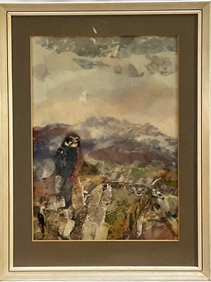 Lot 77 - Hope Hunt, fabric collage, Sparrowhawk, 1979, 35cm x 25cm, glazed frame