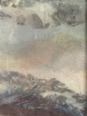 Lot 77 - Hope Hunt, fabric collage, Sparrowhawk, 1979, 35cm x 25cm, glazed frame