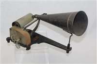 Lot 3595 - Late 19th century key-wind gramophone with...