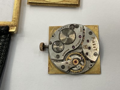 Lot 771 - Piaget 18ct gold tank wristwatch on leather strap