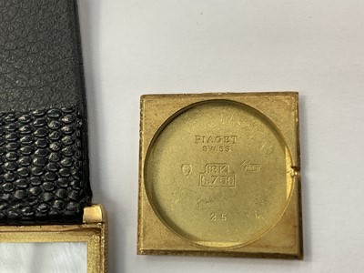 Lot 771 - Piaget 18ct gold tank wristwatch on leather strap