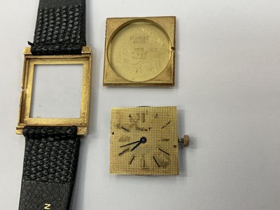Lot 771 - Piaget 18ct gold tank wristwatch on leather strap
