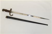 Lot 3597 - French 1874 pattern Gras bayonet, blade signed...