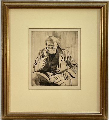 Lot 74 - Doris Marion Stacey, early 20th century drypoint etching, portrait of W.S. Julian Esq., signed and titled below, 23cm x 19.5cm, glazed gilt frame