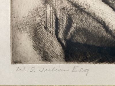 Lot 74 - Doris Marion Stacey, early 20th century drypoint etching, portrait of W.S. Julian Esq., signed and titled below, 23cm x 19.5cm, glazed gilt frame