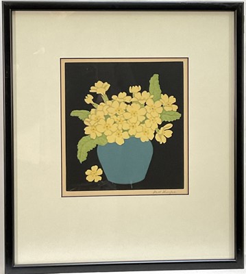 Lot 145 - John Hall Thorpe (1874-1947) woodcut, Primulas, c.1922, signed in pencil below, 16cm x 15cm, glazed frame