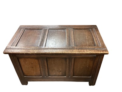 Lot 1429 - Panelled oak coffer/blanket box, 76cm wide, 40.5cm deep, 45cm high