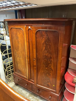 Lot 1472 - Victorian flame mahogany double wardrobe, 160cm wide, 61.5cm deep, 209.5cm high