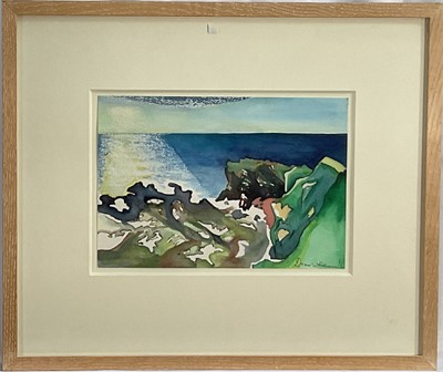 Lot 123 - Elspeth Hamilton (Contemporary) watercolour, Sunrise over the North Sea, 2003, signed, 18cm x 25cm, glazed frame