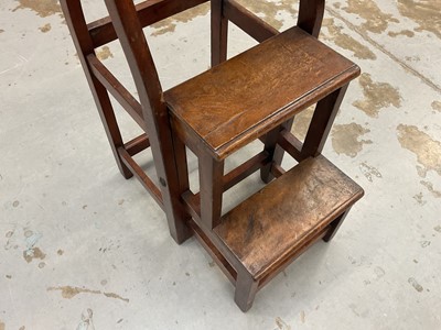 Lot 1209 - Folding mahogany library steps with leather covered treads