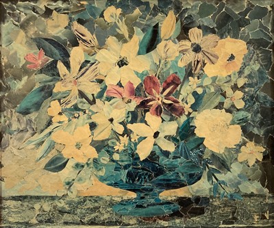 Lot 80 - F. Washbrook, paper collage,Vase of Flowers, signed with initials, dated 1978 verso, 36cm x 42cm, framed