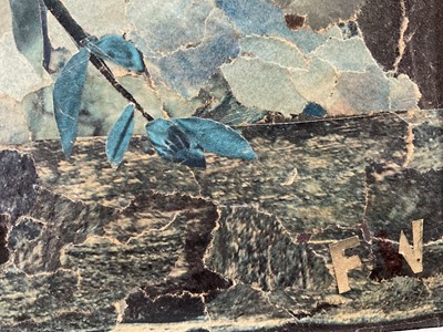 Lot 80 - F. Washbrook, paper collage,Vase of Flowers, signed with initials, dated 1978 verso, 36cm x 42cm, framed