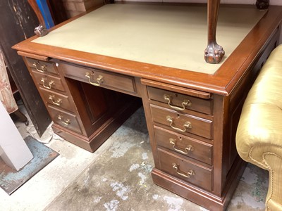 Lot 1478 - Late Victorian mahogany kneehole desk, 137cm wide, 91cm deep, 77cm high