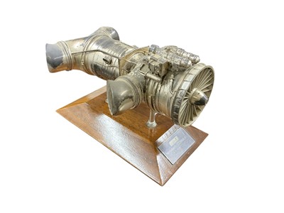 Lot 797 - Aviation interest- scale display model of the Bristol Siddeley Pegasus jet engine, mounted on a mahogany base with engraved plaque, model 25cm in overall length.