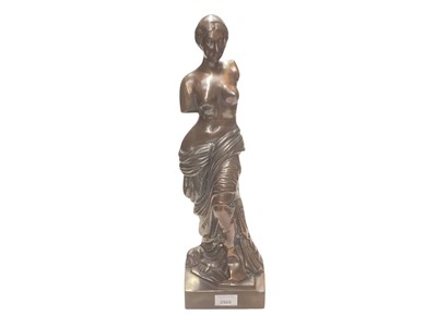 Lot 2960 - Contemporary bronze figure of a semi clad woman, on square base, 47cm high