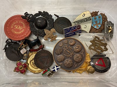 Lot 340 - Collection of badges, pins and medallions including military, sports, three limited edition boxed Guinness pins etc