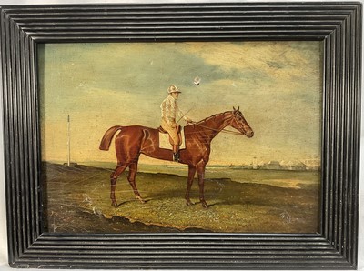 Lot 1113 - English School, oil on panel - 'The Derby Winner', 29cm x 41cm, in ebonised frame