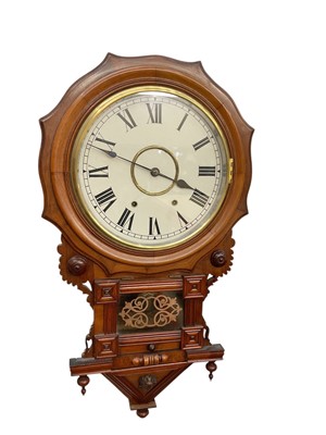 Lot 347 - American drop dial wall clock
